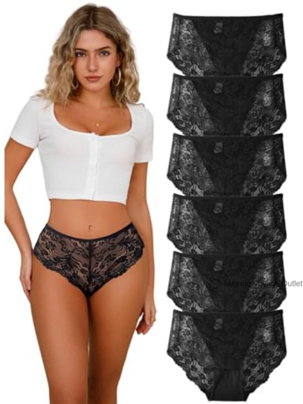 High Waisted Lace Briefs Seamless Cheeky Panties for Women